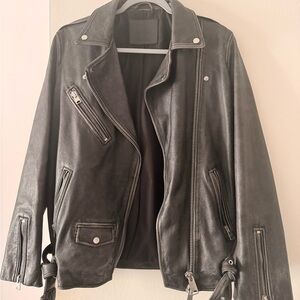 All Saints Charcoal Leather Jacket